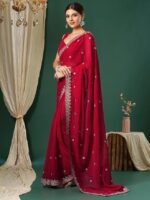 Women's Georgette Embroidered Saree With Unstitched Blouse - Image 2