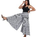 Ibutterfly Women Cotton Printed White & Black Palazzo