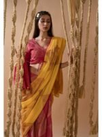 Aurum Ombre Diamond Saree with Stitched Blouse - Image 3